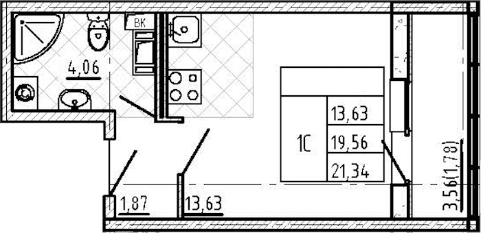 Квартира студия 21.34 м², 6/7 эт., ЖК «Master Place»